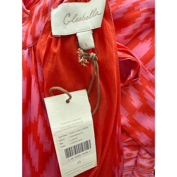 Cleobella Janice Satin Halter Ankle Dress Jaipur Ikat Print Size Large - Picture 7 of 14